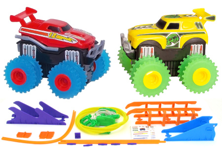 фото Машинки на бат. Trix Trux набор 2 машинки с трассой (красный+желтый)