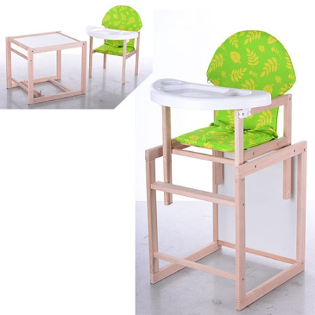 фото Детский стульчик для кормления VIVAST M V-102-9 деревянный (зелено-желтый)