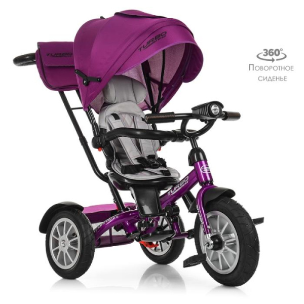 Трехколесный колясочный велосипед TurboTrike M 4057-8 поворотный со светом (фуксия)