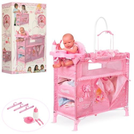 фото Детский манеж 4в1 для куклы DeCuevas 53023 кровать гардероб стульчик для кормления