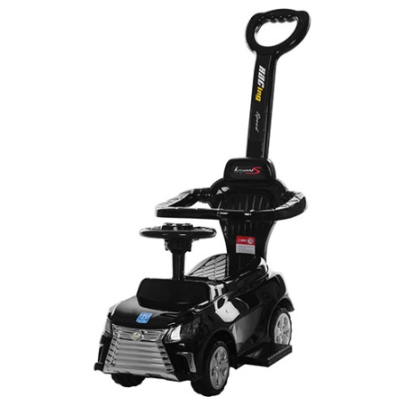 фото Каталка-толокар для детей 2в1 BAMBI M 3593S-2 с родительской ручкой автокраска (черная)