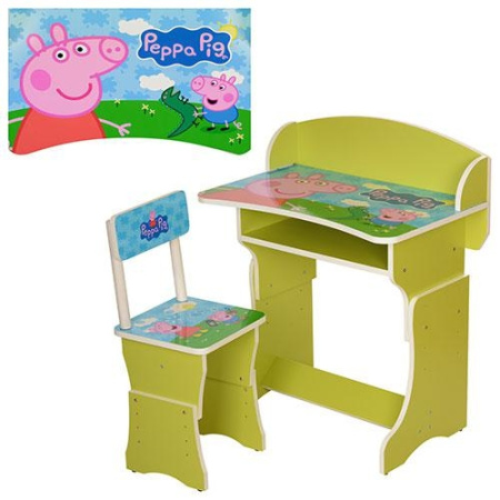 фото Детская парта 301-13 регулируемая по высоте Peppa Pig (салатовая)