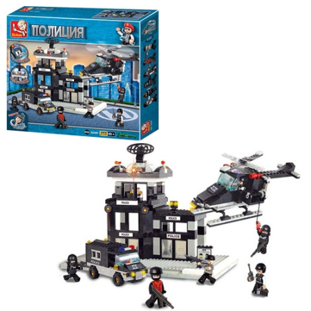 фото Конструктор для детей SLUBAN M38-B2200 полицейский участок транспорт (389 деталей)