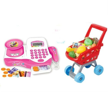 фото Магазин 66053 с кассовым аппаратом, тележкой и продуктами