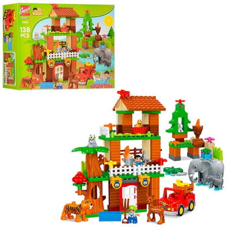 фото Детский конструктор 1034 зоопарк с животными (138 деталей)