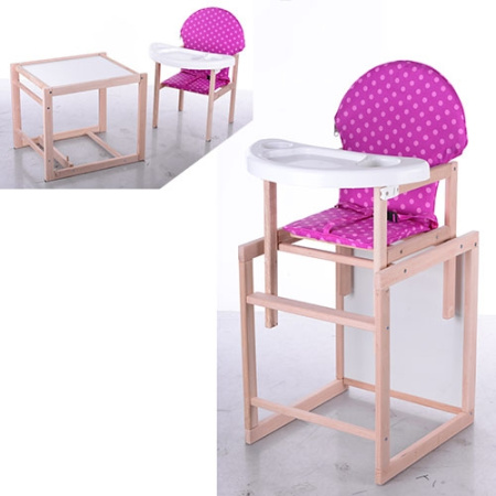 фото Детский стульчик для кормления VIVAST M V-102-5 деревянный (малиново-розовый)