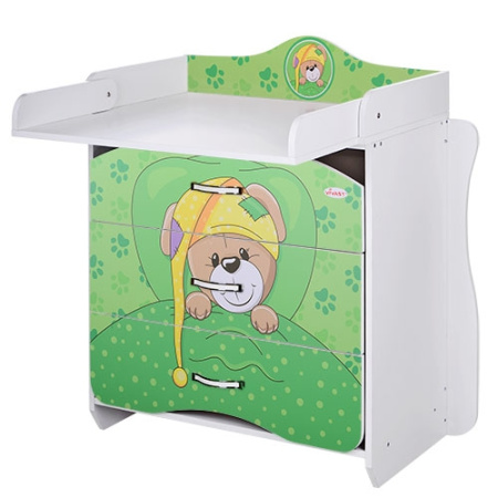 фото Детский комод 2в1 VIVAST MV-910-14 пеленальный столик (зеленый мишка)
