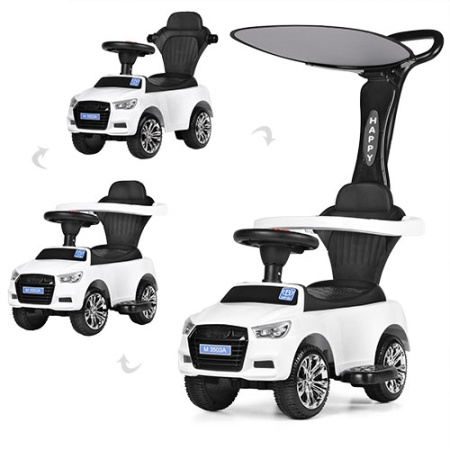 фото Детская каталка-толокар Audi M 3503A-1(2) с родительской ручкой и крышей (белая)
