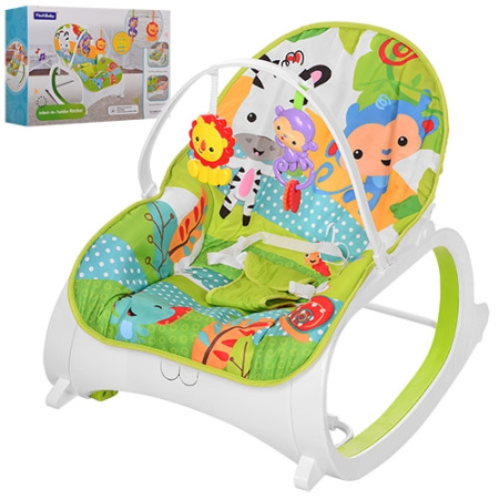 фото Детский шезлонг-качалка 88965-1 три положения спинки (голубой)