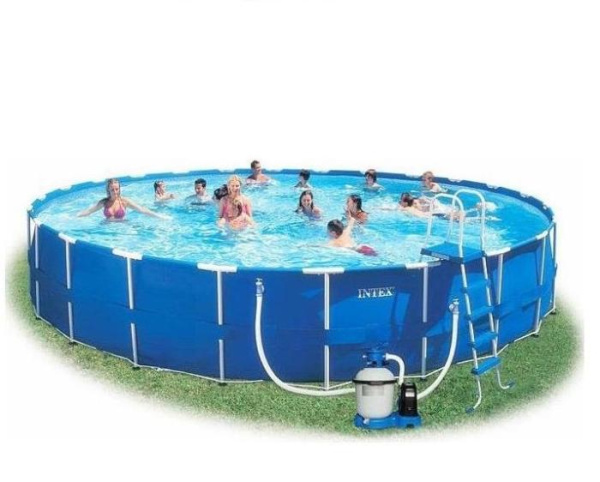 С фильтрующим насосом каркасный Бассейн Metal Frame Pool Intex 54948  и лестницей (732х132 см.)