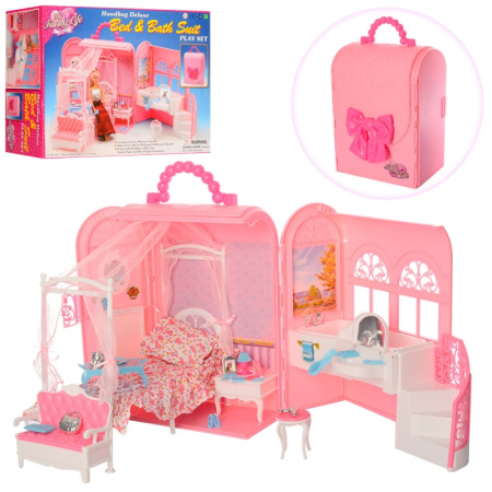 фото Детская спальня для куклы 9988 мебель в чемодане