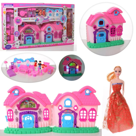 фото Кукольный домик 666-672F-1 с куклой и мебелью