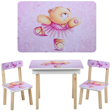 фото Детский столик со стульчиками VIVAST 503-23 мишка (розовый)