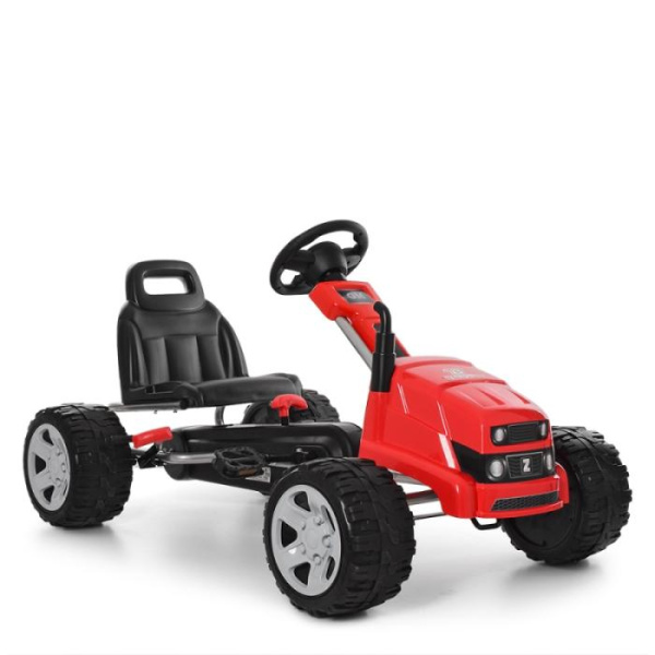 Железный педальный карт Bambi M 4118-3 ручной тормоз и ЕВА колеса (красный)