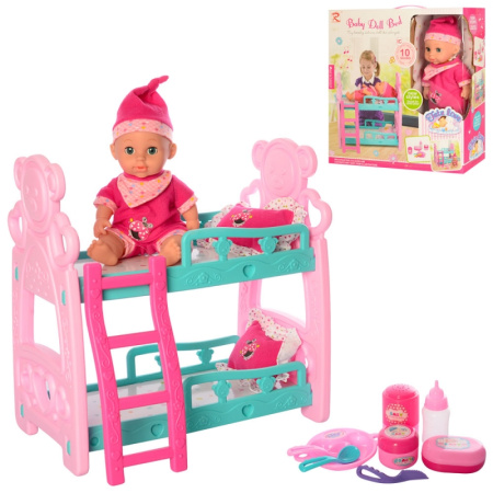 фото Игровая кроватка с пупсом 8110 звук и аксессуары