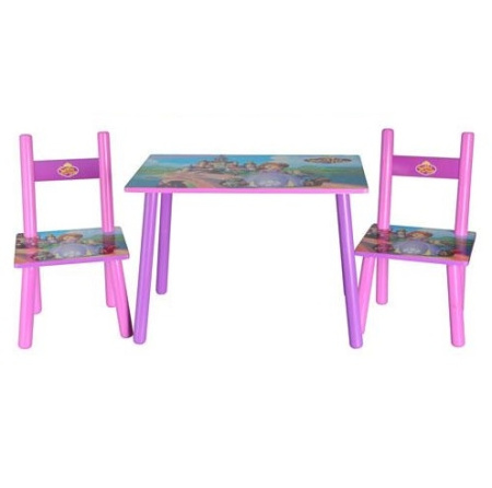 фото Детский столик со стульчиками M 2261 София (фиолетово – розовый)