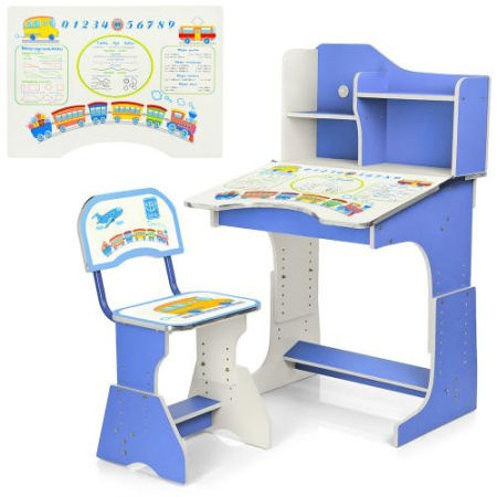фото Детская регулируемая парта Bambi HB-2071(2)-01-7 со стульчиком (голубая)