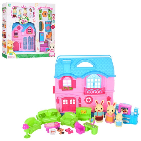 фото Детский домик с зайчиками 60240AB с мебелью