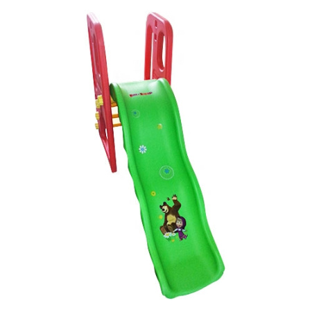 фото Детская пластиковая горка  BambiМ 3149-2 с волнистым спуском «Маша и Медведь» (красная)