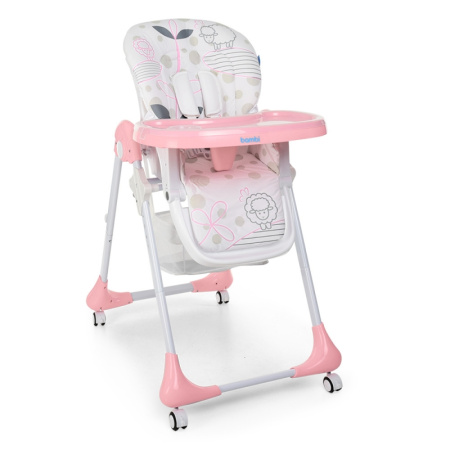 фото Складной стульчик для кормления Bambi M 3233 Lamb Light Pink на колесиках (овечки светло-розовый)