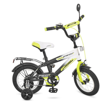 фото Детский велосипед 12 дюймов Profi G1254 Inspirer (черно-бело-салатовый мат)