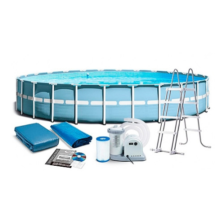 фото Бассейн каркасный Intex 26762 фильтр-насос лестница подстилка тент (732-132см)
