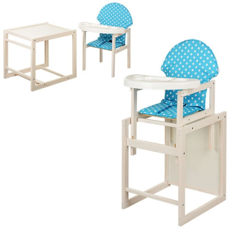 фото Стульчик – трансформер VIVAST М V-100 К-Б-2 крашенный (голубой в горох)