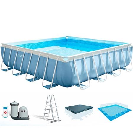 фото Каркасный бассейн Intex 26766 фильтр-насос лестница подстилка тент (488-488-122см)