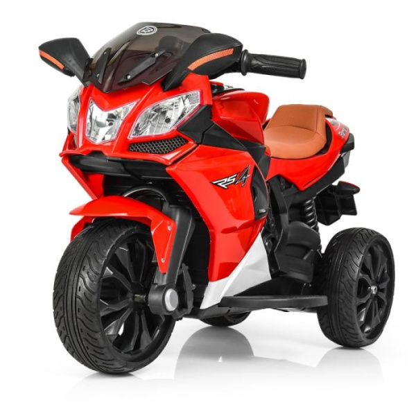 Детский электромобиль мотоцикл Bambi M 3912EL-3 с кожаным сиденьем колеса ЕВА (красный)
