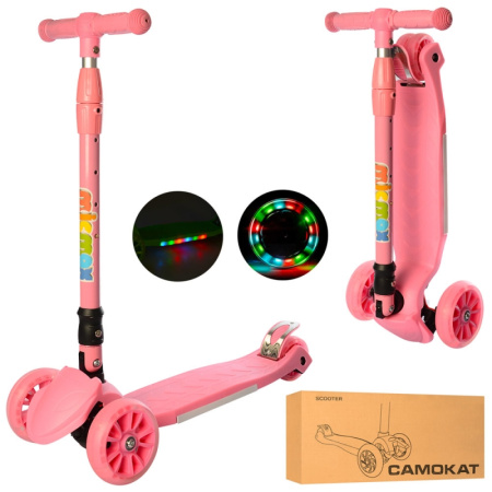 фото Детский трехколесный самокат JR 3-060-9-P MAXI светящиеся колеса (руль 71-86 см)