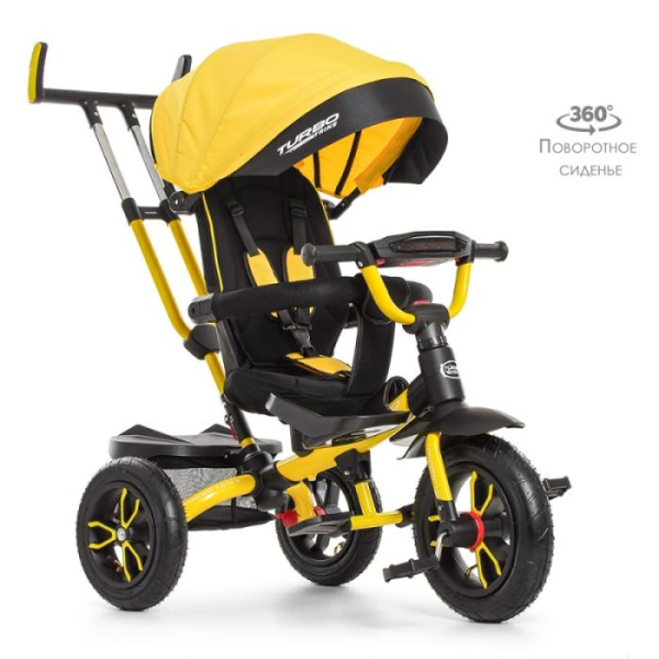 Трехколесный велосипед для детей TurboTrike M 4058-7 поворотный со светом (желтый)