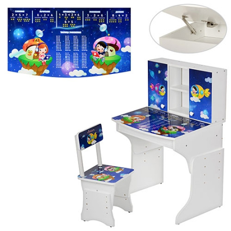 фото Детская парта Vivast MV-903-8 со стульчиком (космос, белая)