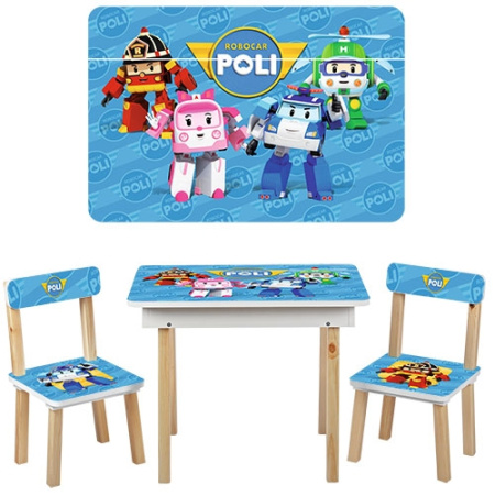 фото Столик с ящиком и двумя стульчиками 503-12 Robocar Poli