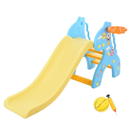 фото Горка для детей ЖИРАФ BLUE с баскетбольным кольцом (голубая)