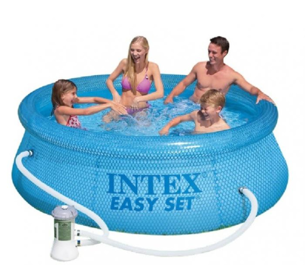 Голубой круглый надувной бассейн Intex 54912 c фильтром (244 х 76 см)