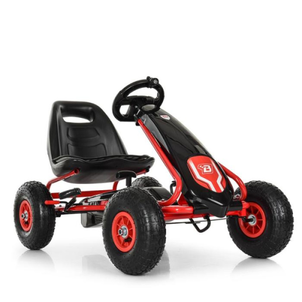 Металлический педальный карт Bambi M 3856AL-2 на резиновых колесах (черный)