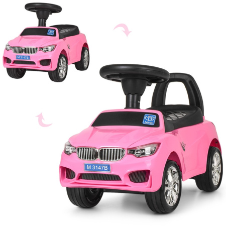 фото Каталка-толокар машинка для детей Bambi BMW M 3147B(MP3)-8 с багажником (розовая)