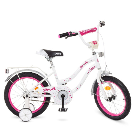 фото Велосипед детский PROF1 18 дюймов Y1894 Star для девочек (бело-малиновый)