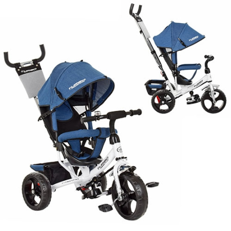 фото Трехколесный велосипед TurboTrike M 3113J-7 колеса EVA джинсовый (белый)