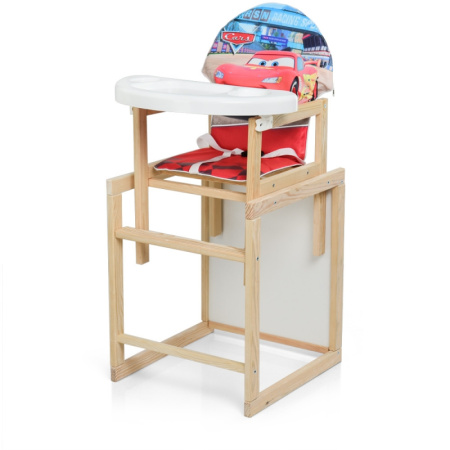 фото Деревянный стульчик для кормления М K-102-7PU Тачки трансформер эко-кожа