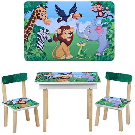 фото Детский столик со стульчиками VIVAST 503-11 зоопарк