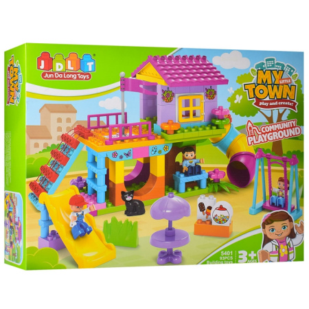 фото Конструктор для детей JDLT 5401 здание игровая площадка фигурки (93 детали)