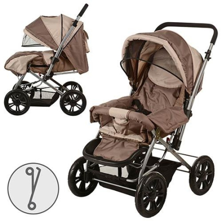 фото Коляска детская прогулочная Bambi M 2407 с чехлом (коричнево-бежевая)