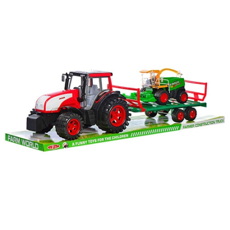 фото Детский инерционный трактор с прицепом 0488-193 комбайн (73см 24см)