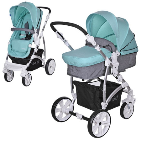 фото Коляска для детей M 3407-15 универсальная с амортизаторами (серо-мятная)