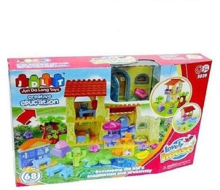 фото Детский конструктор JDLT 5039 "Домик", крупные детали (68 деталей)