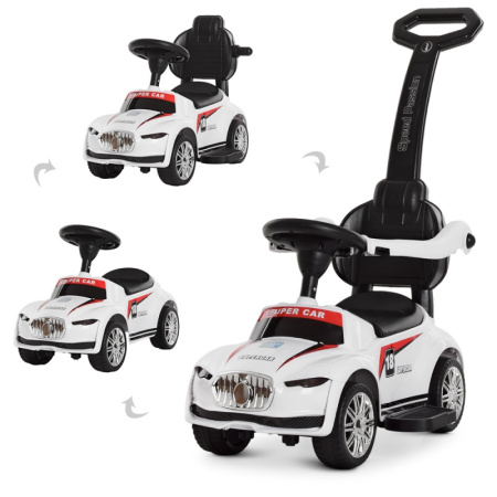 фото Каталка-толокар для детей Maserati M 4071-1 с родительской ручкой и музыкой (белая)