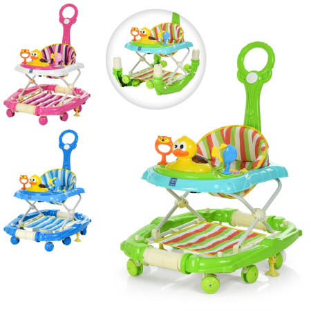 фото Ходунки с родительской ручкой Bambi M 3833 качалка 2в1 с музыкой и светом