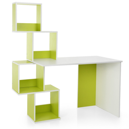 фото Детская деревянная парта M 3854-5 с надстройкой (бело-салатовая)