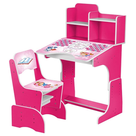 фото Парта с полочками Bambi W 2071-12 регулируемая по высоте (малиновая)